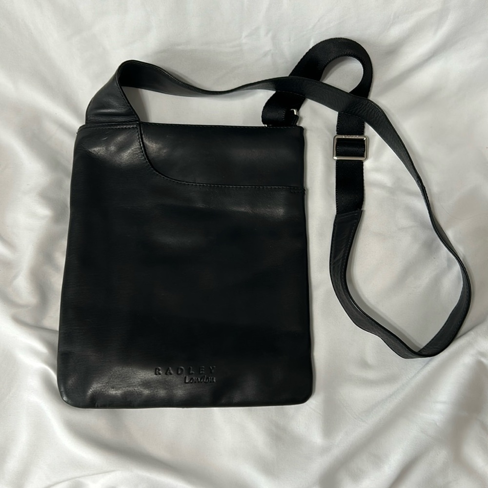 RADLEY LONDON POCKET BAG SIDE CROSSBODY BAG BABYBLUE/BLACK ALL LEATHER